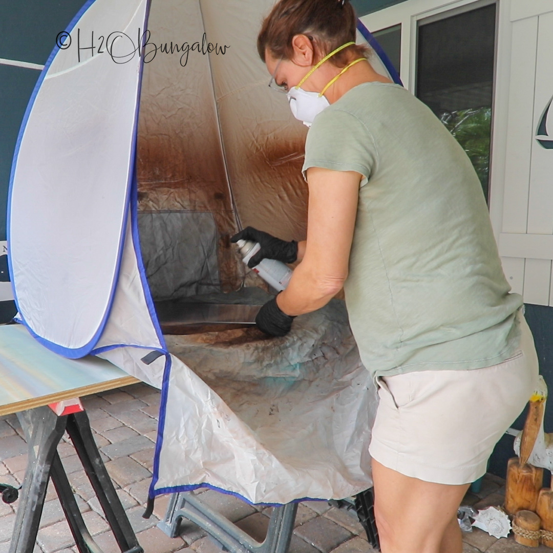 painting the faux garage door window panels