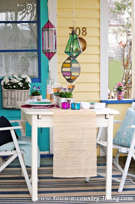 colorful porch dining area 