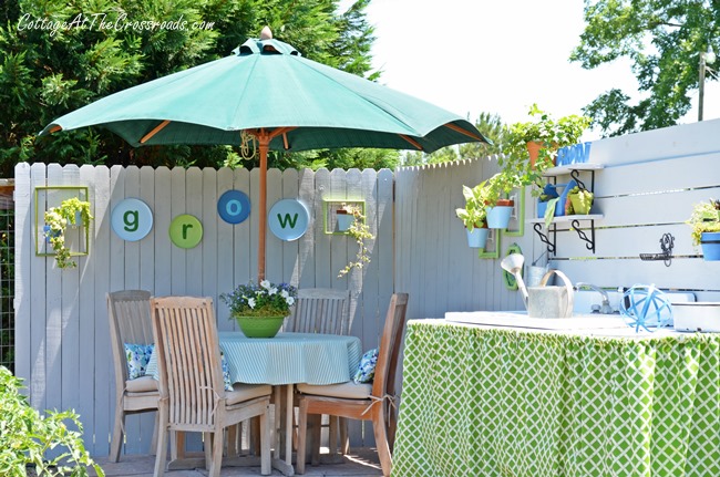 colorful outdoor dining area 