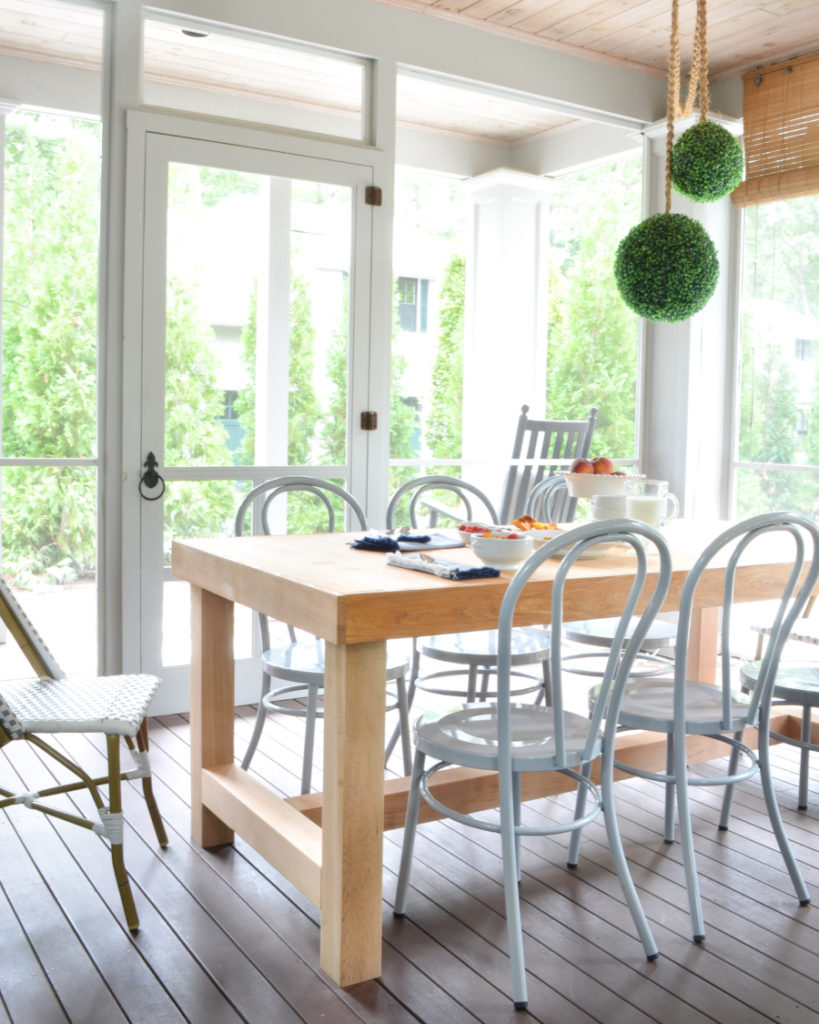 mixed seating at diner table on porch 