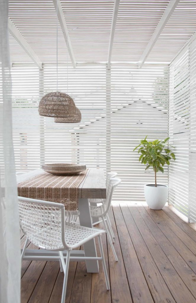 table on modern porch 