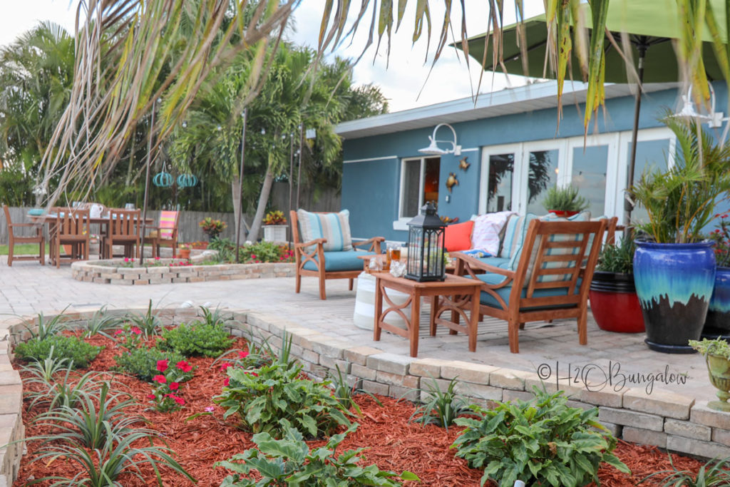 backyard makeover after staging sofa area