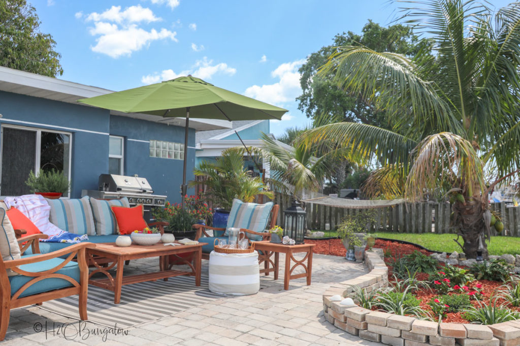 backyard makeover sofa area