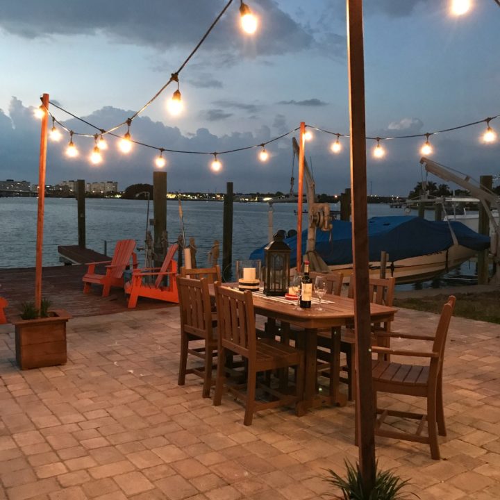 Diy Outdoor String Lights On Poles, String Lights Over Dining Table