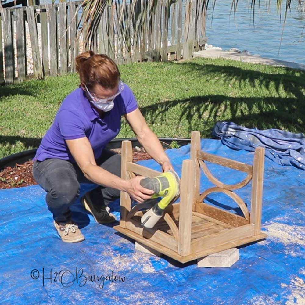 sanding teak wood furniture