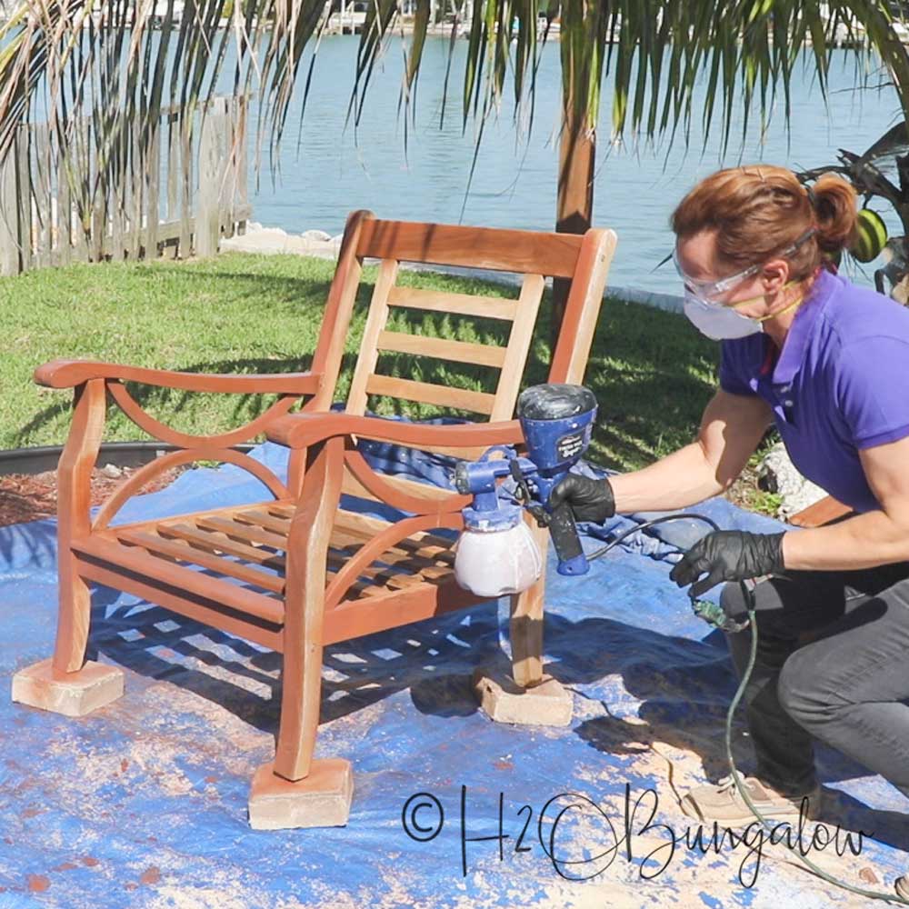 using paint sprayer on teak wood furniture