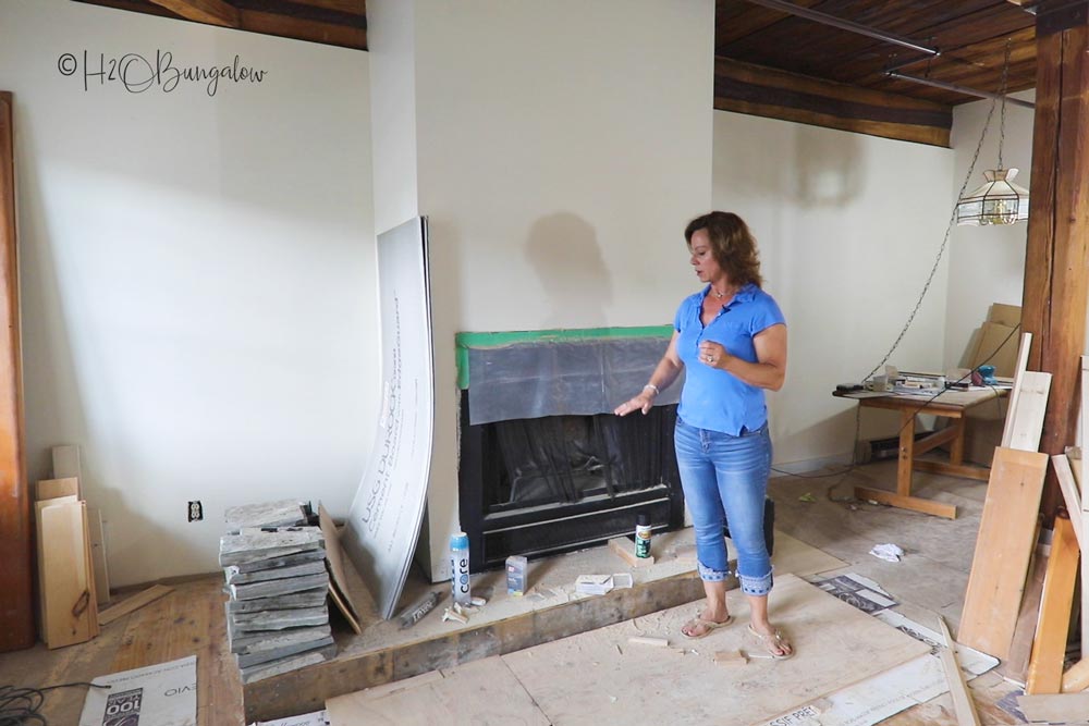 fireplace during remodel 