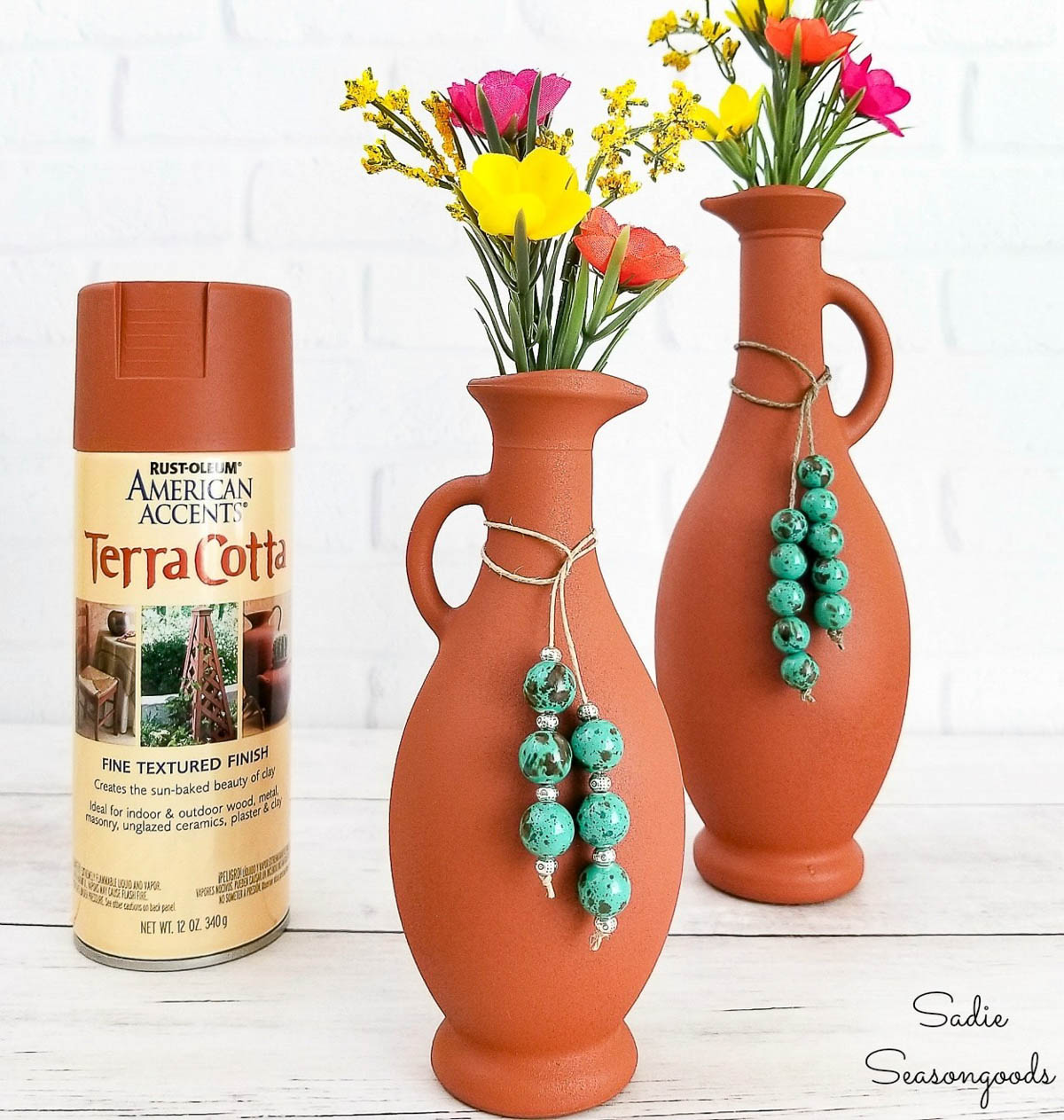 vases painted with terra cotta spray paint