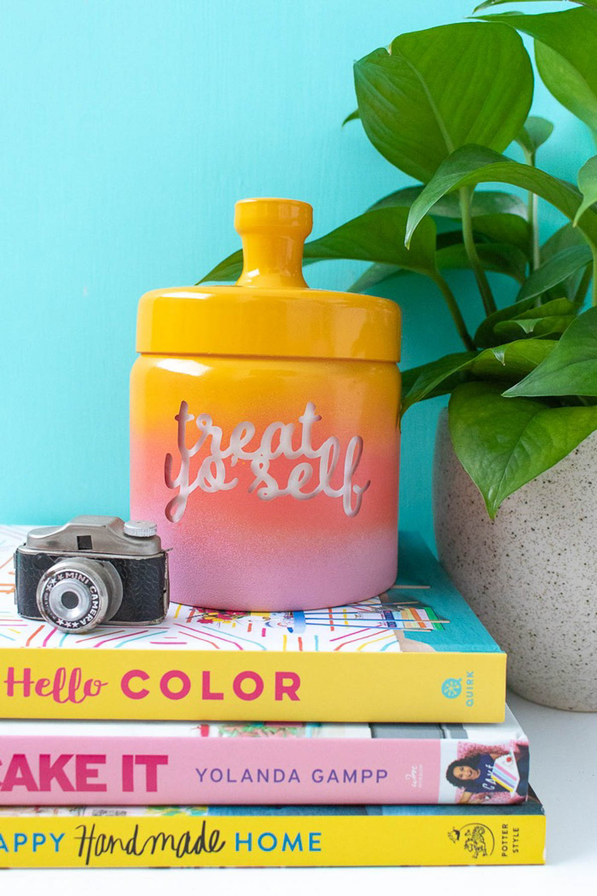 ombre painted treat jar