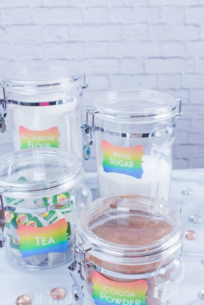 rainbow labels for kitchen canisters