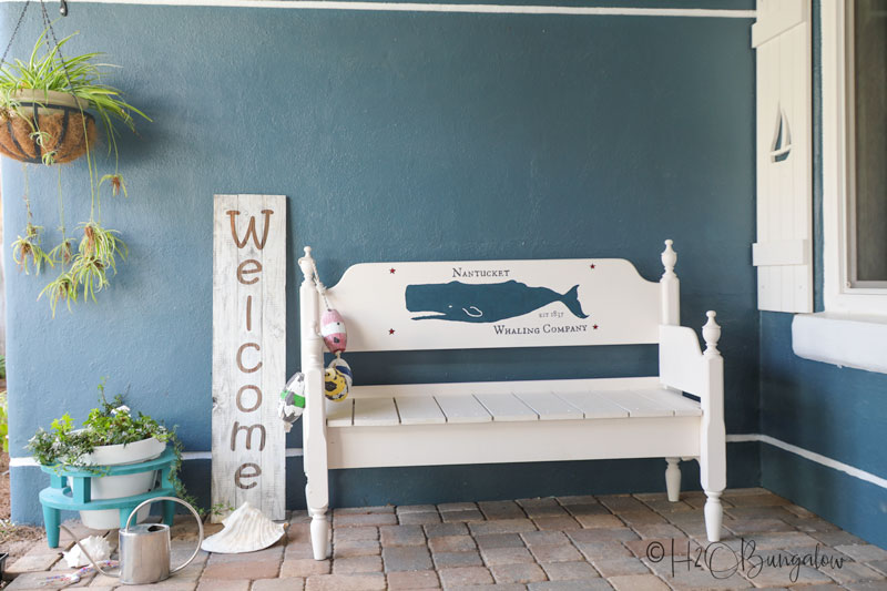 front porch painted bench 