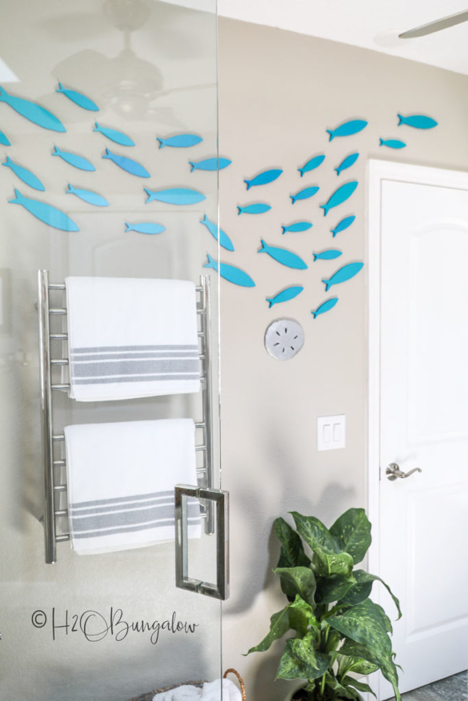 School of fish on wall wooden cutouts 