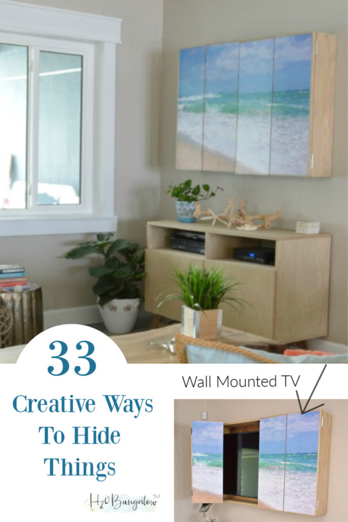 33 creative ways to hide ugly things in your home, inside and out! Try these easy and smart DIY ideas to hide ugly eyesores in your house and yard. #hidestuff #declutter