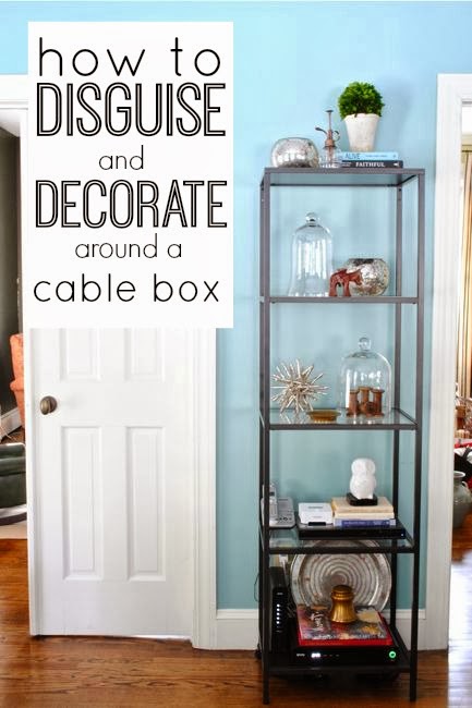 Disguise cable box on wall shelf