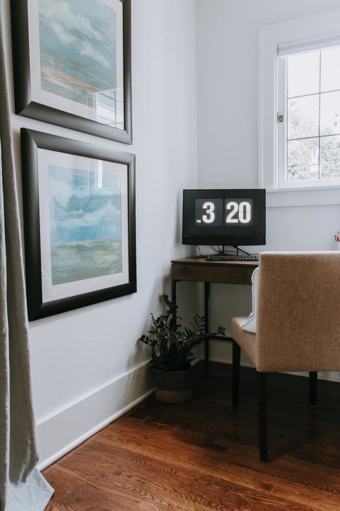 hide cluttered cords desk with monitor and chair 