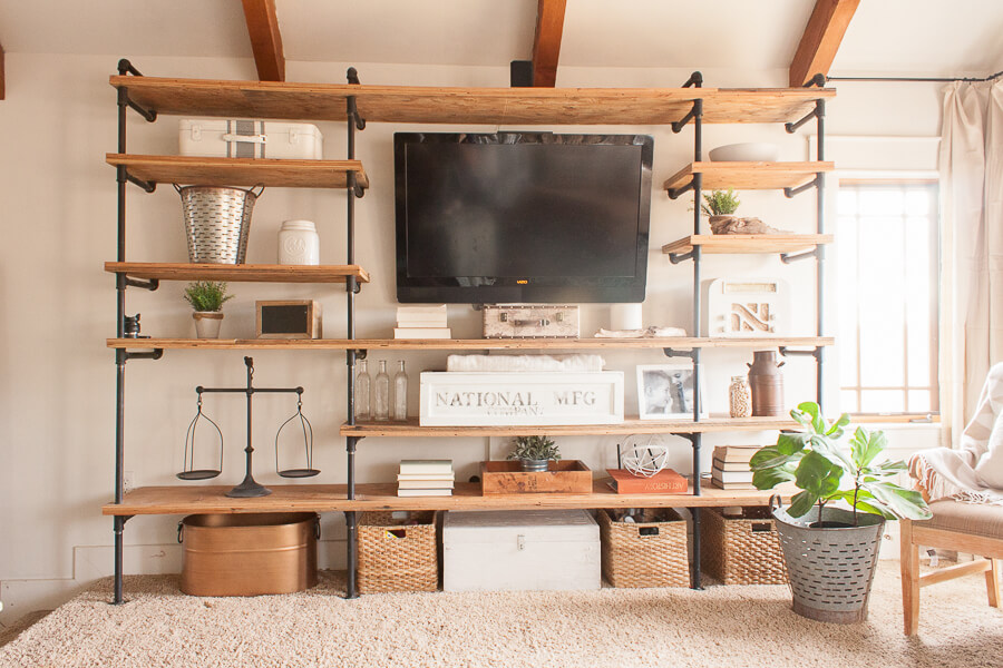 pipe shelves hide cords