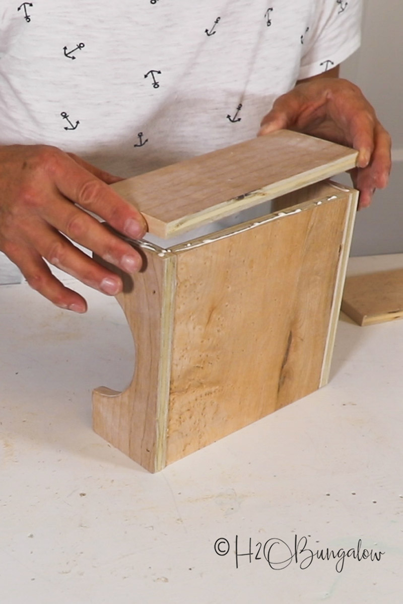 assembling the DIY wood napkin holder