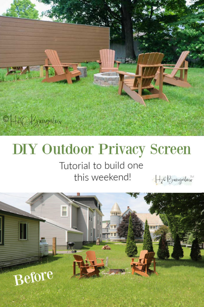 Show how to build a DIY outdoor privacy screen for your backyard with composite boards or wood. Our privacy fence is 6 feet but can be made much taller. #privacy #privacyscreen #backyarddecor