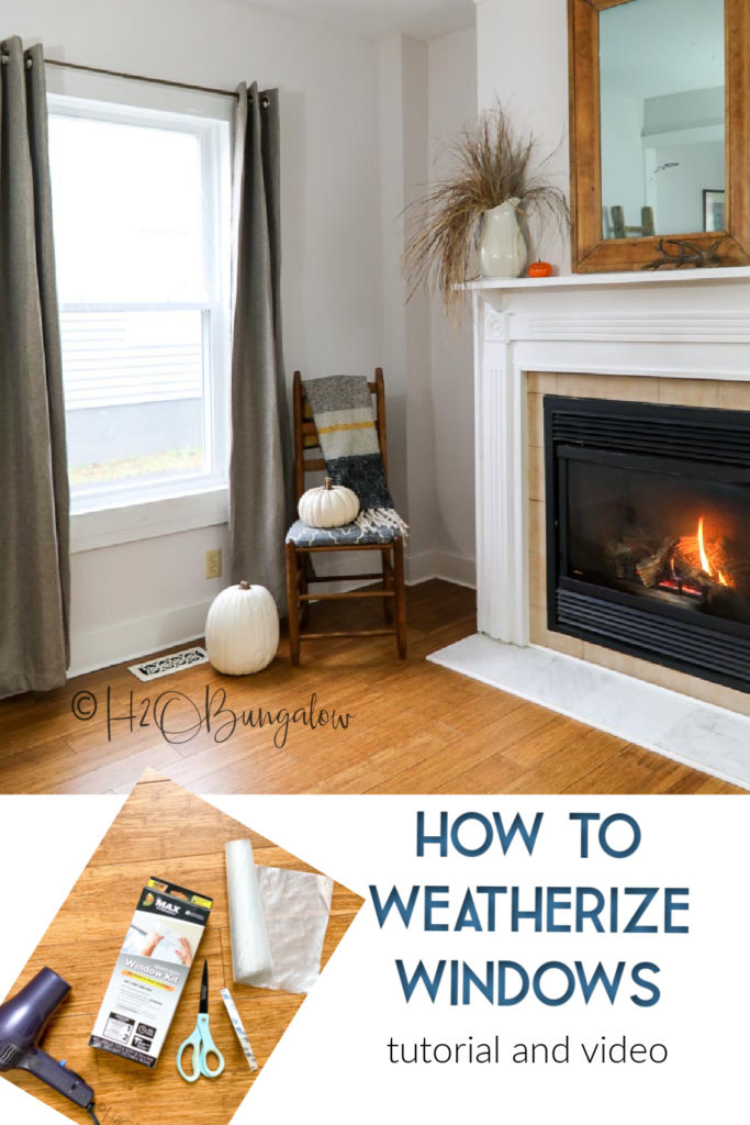 How to weatherize windows and doors using plastic film in 3 easy steps. Simple DIY way to seal cold air and drafts out of windows and doors. 