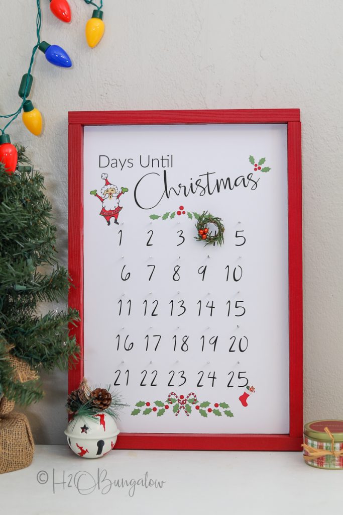 DIY advent calendar against the wall with tree