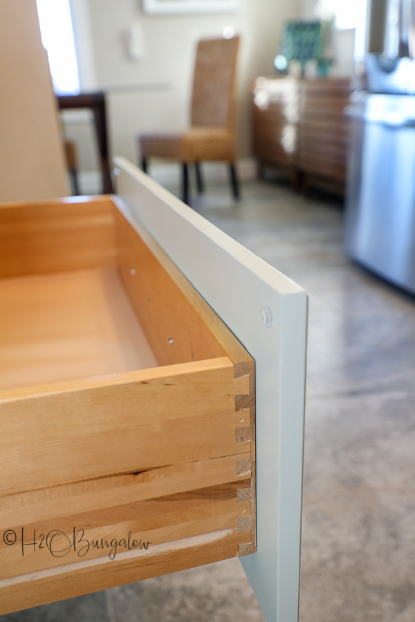 drawer bumper on kitchen island after painting 