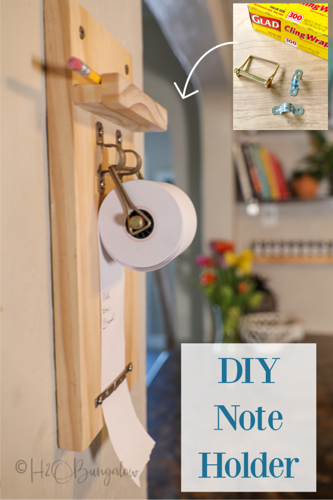 How to make a wall mounted paper roll note holder. Just like the pricier store versions but this DIY hanging note holder costs lots less!