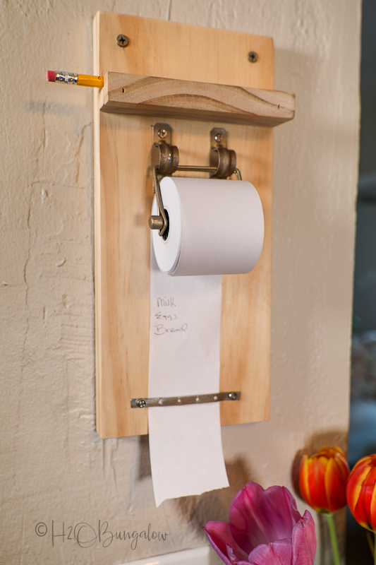 finished paper roll note holder with pencil 