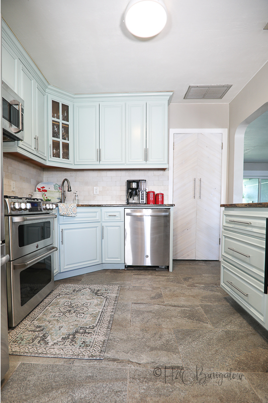 DIY Blue Painted Kitchen Cabinet Reveal - H2OBungalow