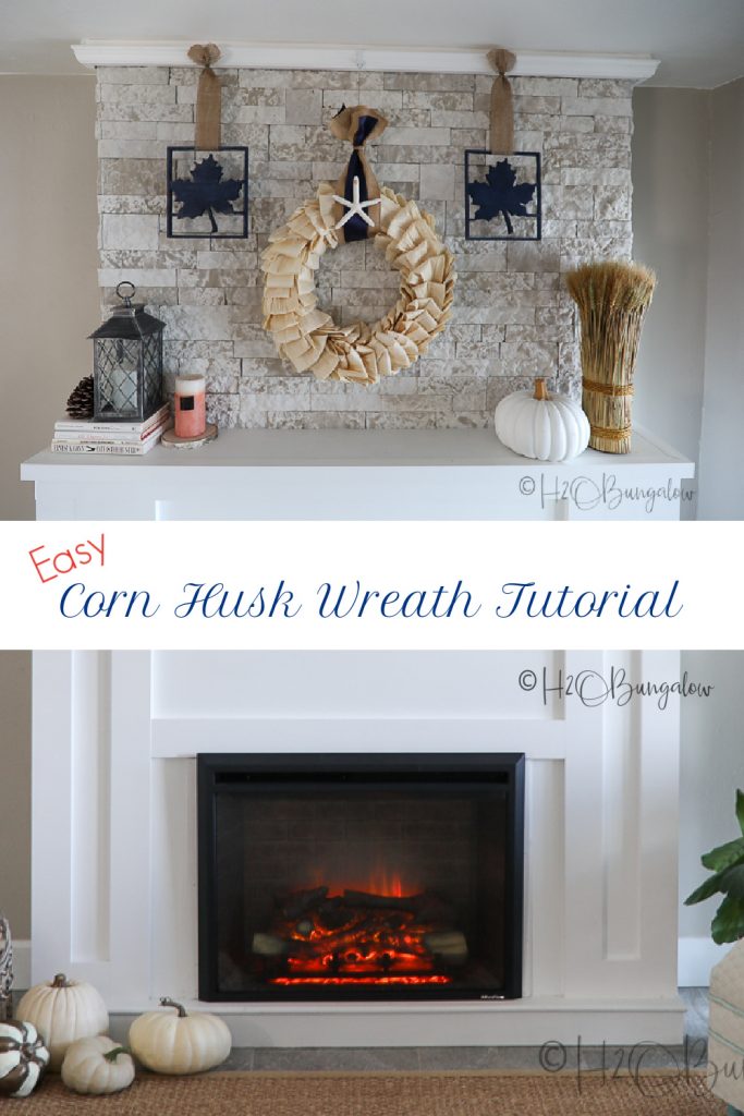 How to make a corn husk wreath for fall in a few simple steps. Make a corn husk wreath coastal, farmhouse or fall themed. See my easy fall wreath ideas in this tutorial.