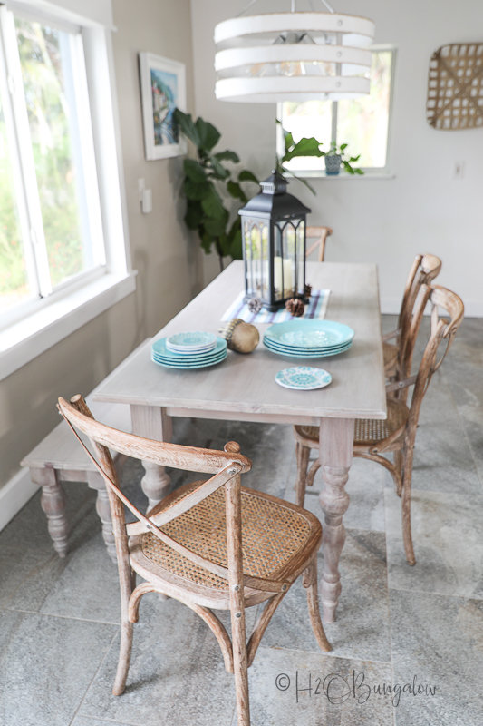 Finished DIY dining table with bench 