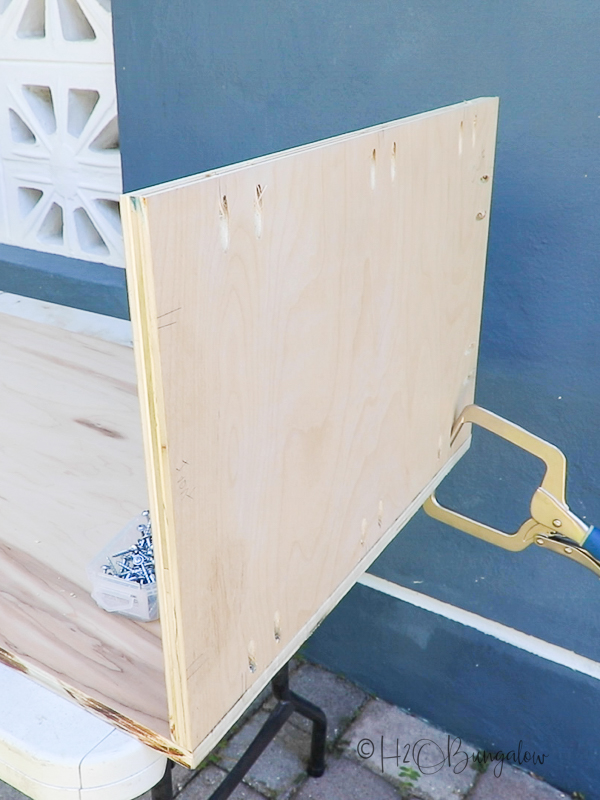 assembling the DIY wood pantry with pocket hole screws