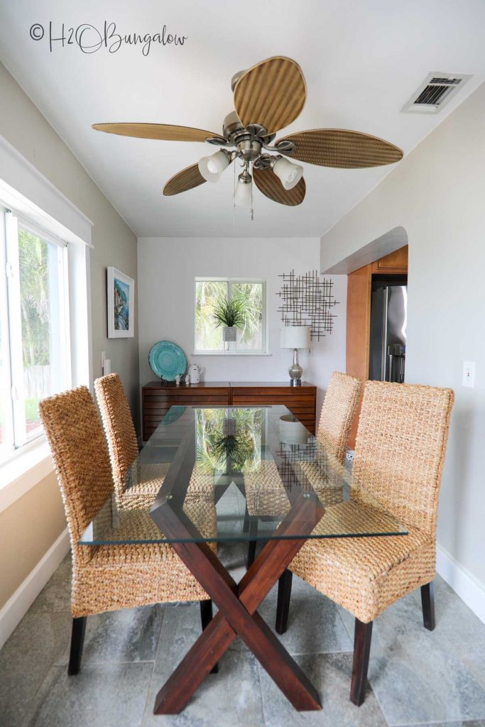 dining area with too large of a table