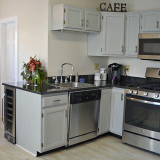 kitchen makeover painting cabinets gray