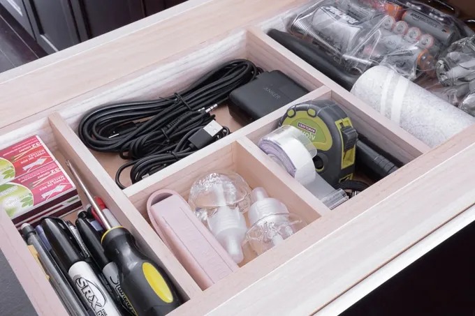 DIY junk drawer organizer for the kitchen